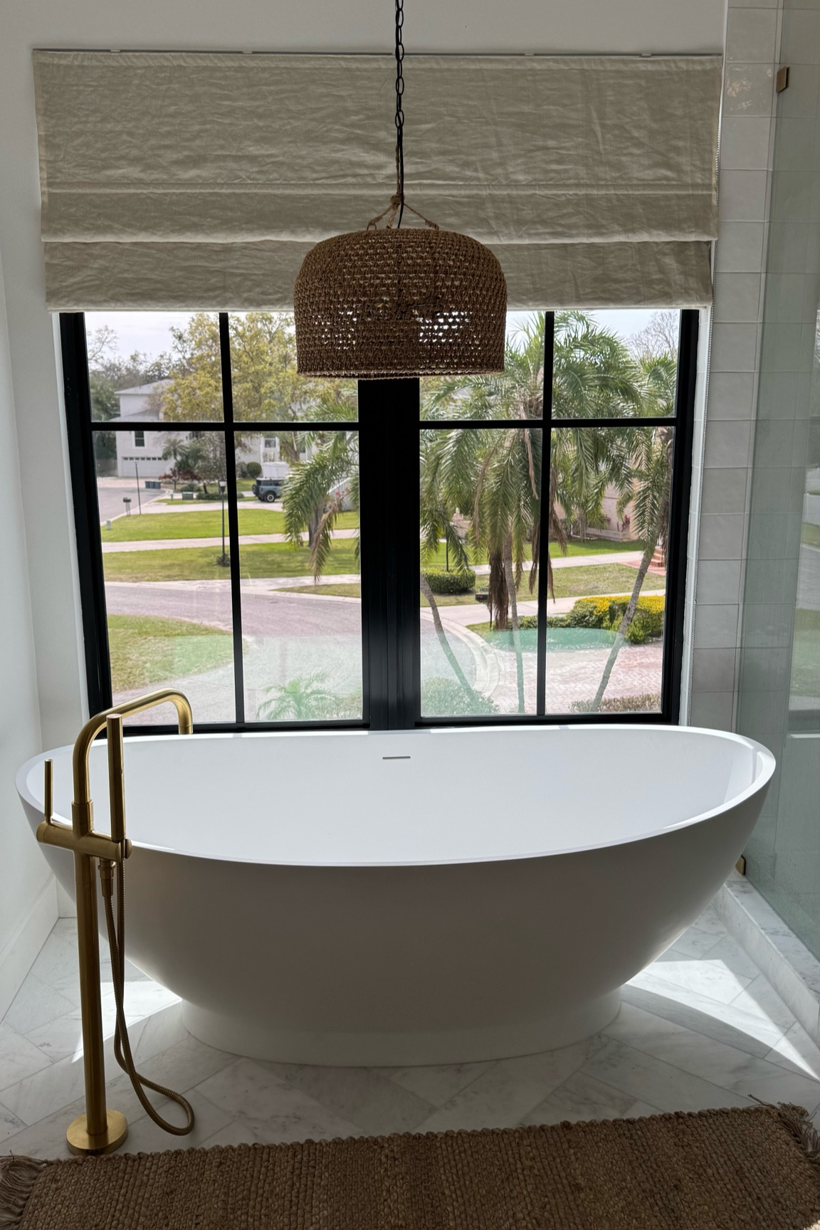 The perfect linen Roman shade for the master bath 

#LTKHome #LTKSaleAlert #LTKU