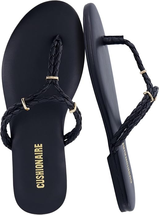 CUSHIONAIRE Trio Flip Flops for Women, Comfortable Beach Sandals with Braided Thong Strap, Memory... | Amazon (US)