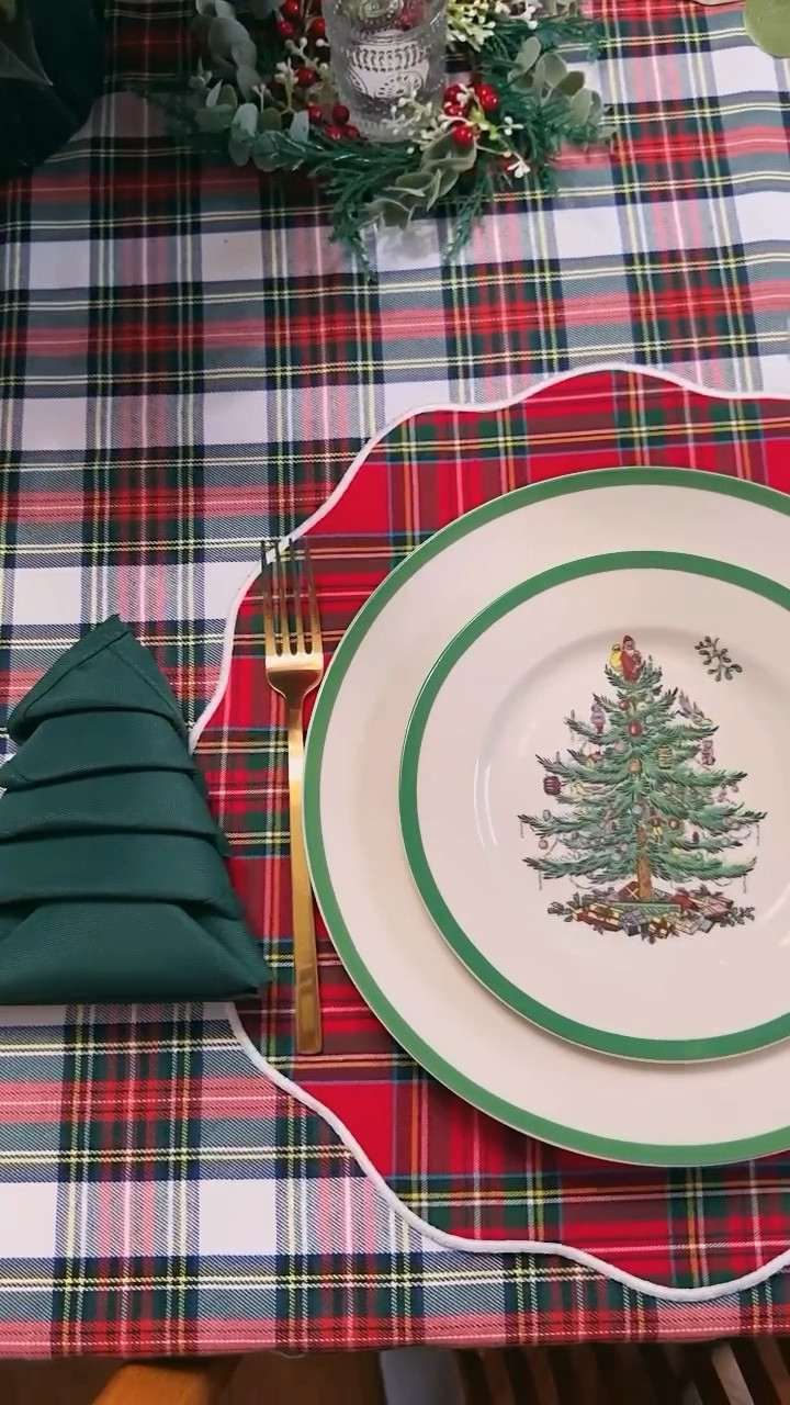 Plaid Christmas tablescape, Spode Christmas tree china

#LTKHoliday #LTKhome #LTKGiftGuide