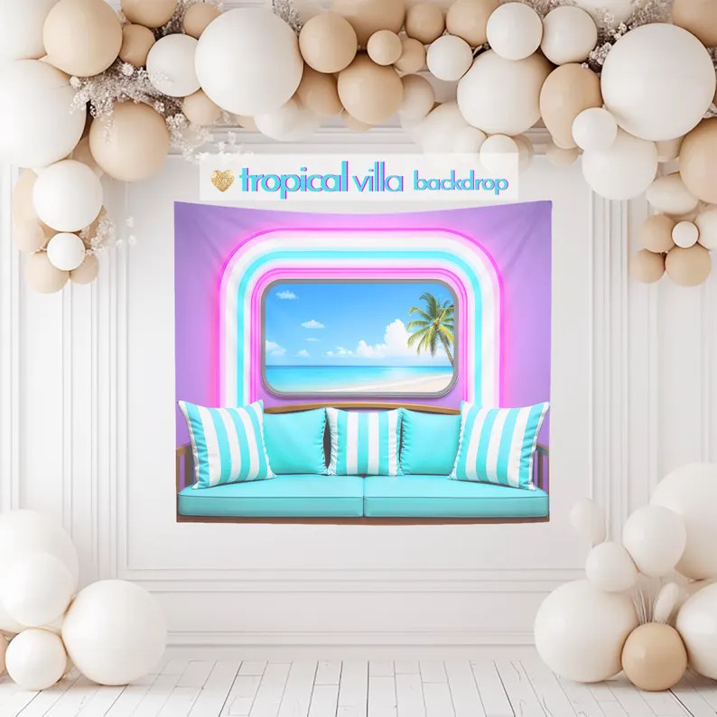 Tropical Villa Reality Confessionals Backdrop Banner Tapestry, Reality TV Theme Bachelorette Deco... | Etsy (Global)