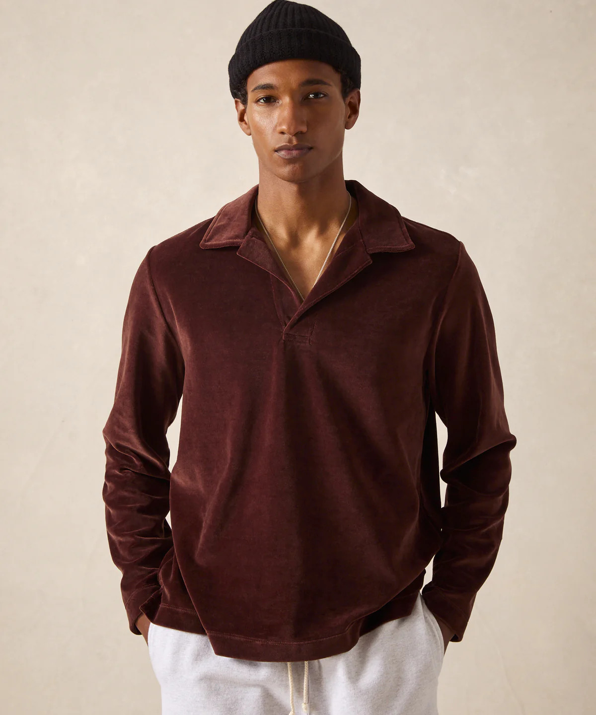 Velour Polo in Cordovan | Todd Snyder
