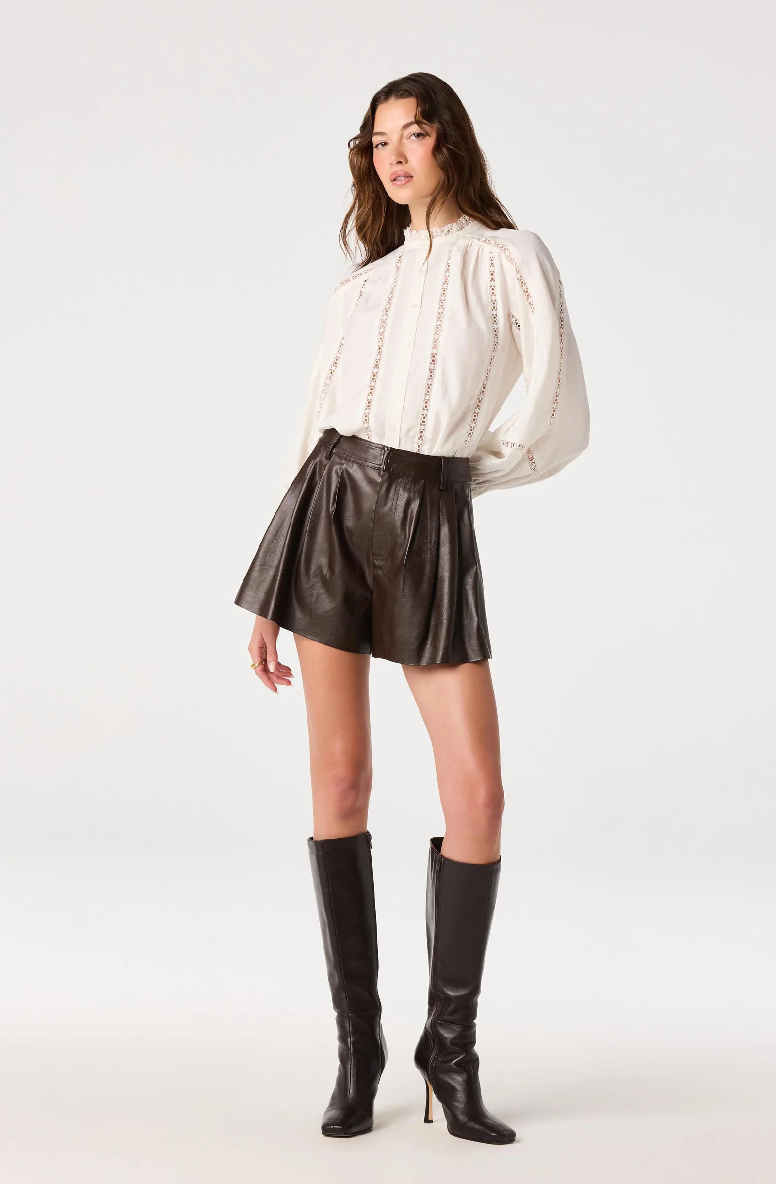 Edith Eyelet Lace-Trim Blouse - Off white / XS | ASTR The Label (US)