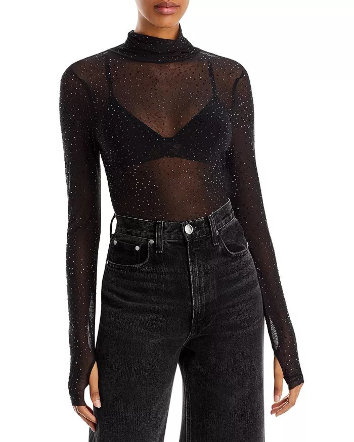 Zadie Rhinestone Embellished Mesh Top | Bloomingdale's (US)