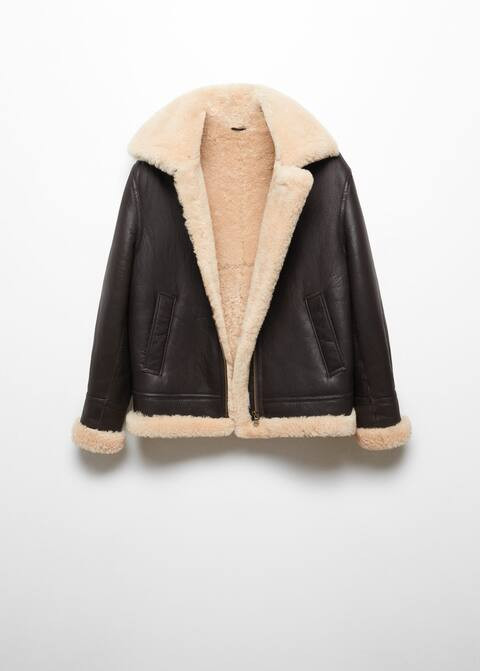 Shearling-lined coat -  Women | Mango USA | MANGO (US)