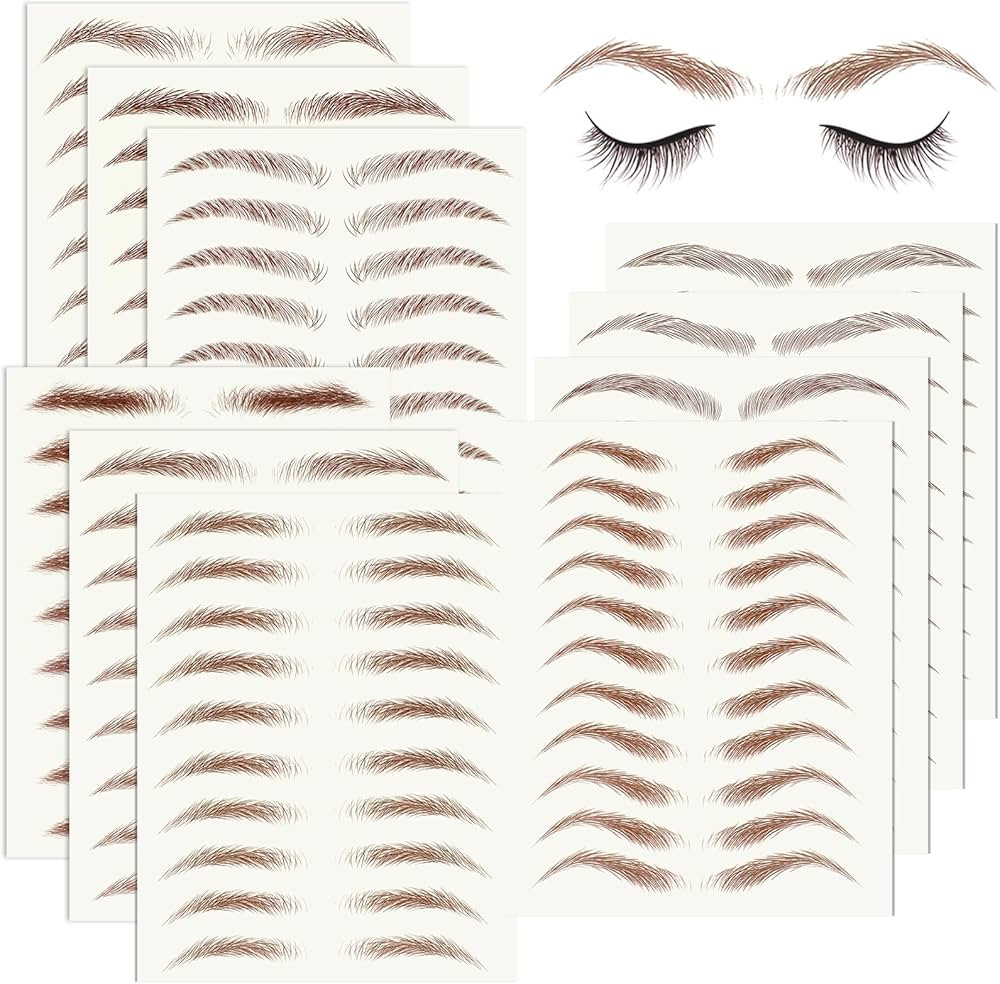 20 Sheets 196 Pairs Eyebrow Tattoo Sticker Waterproof 4D Hair-Like Natural Fake Tattoo Eyebrows T... | Amazon (US)