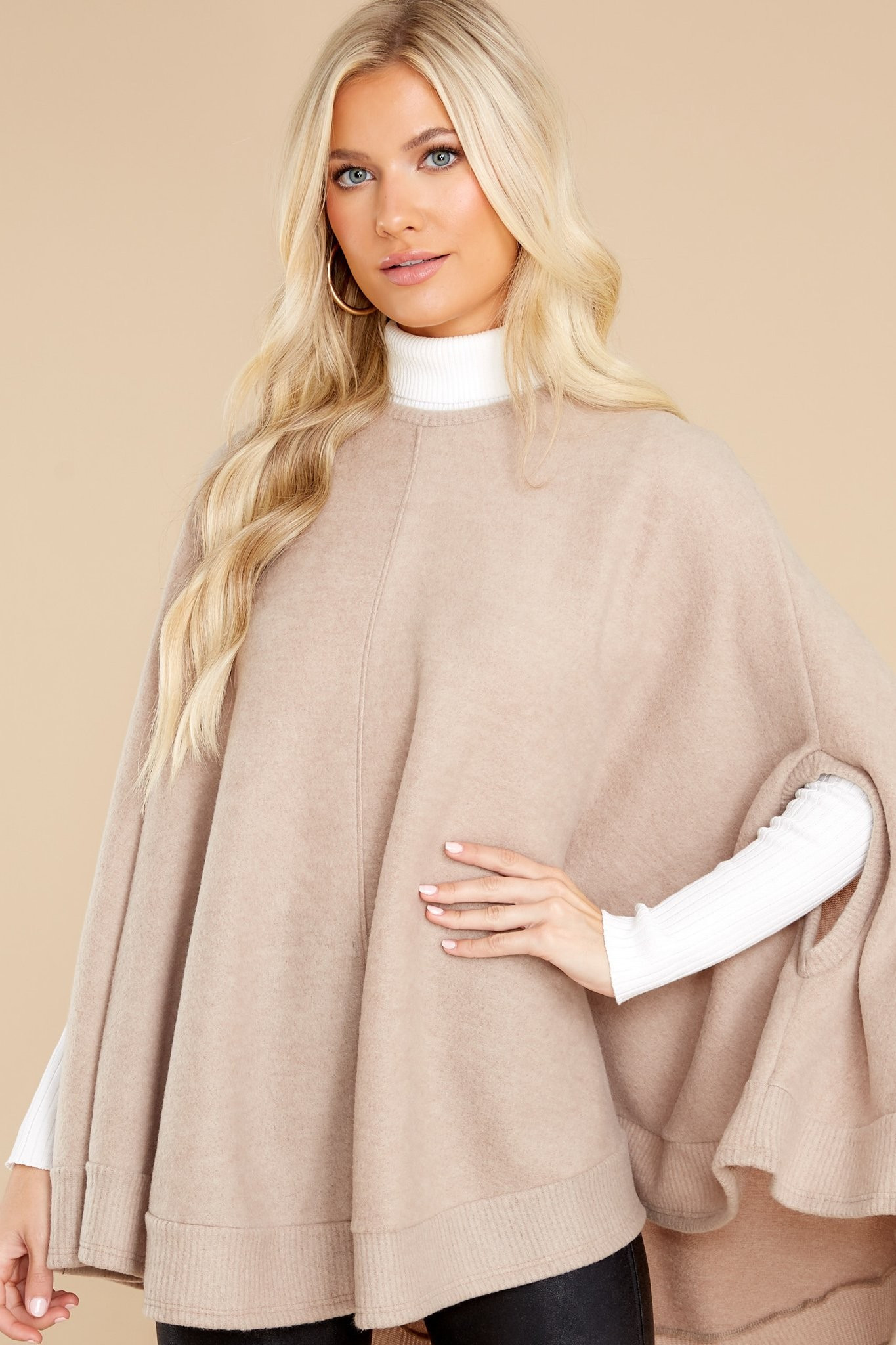 Make Your Mark Tan Poncho | Red Dress 