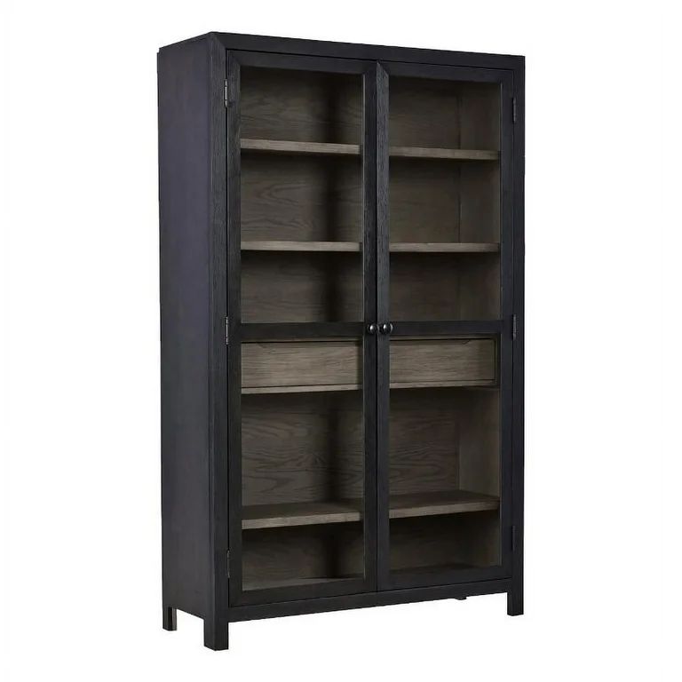 Ashley Furniture Lenston 2-Door Wood Accent Cabinet in Black/Warm Gray | Walmart (US)