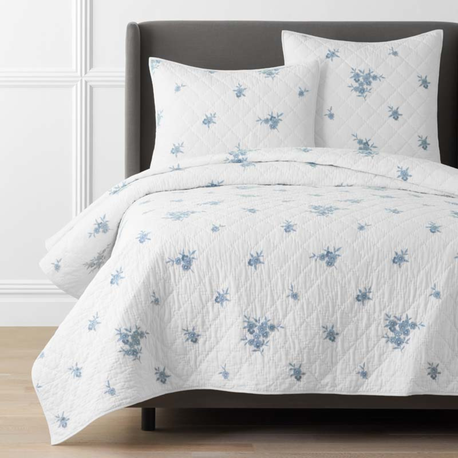 Brinda Floral Quilt - White, Full/Queen | The Company Store