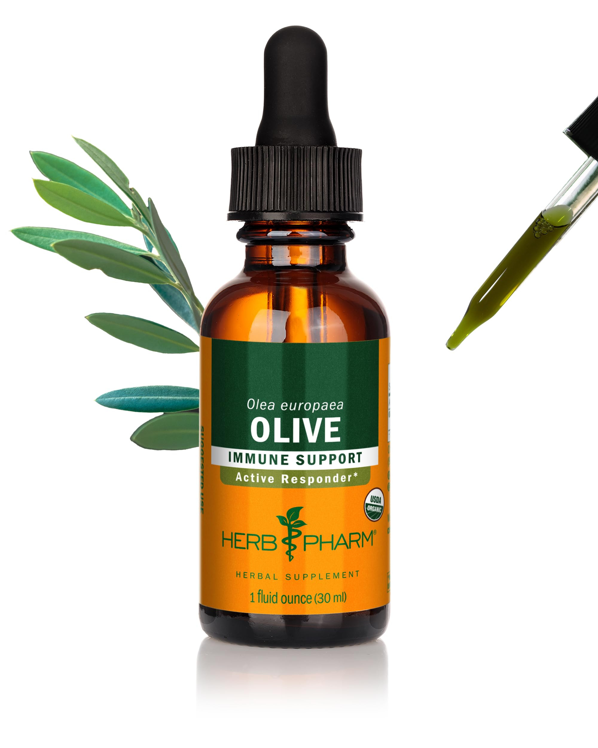 Herb Pharm Certified Organic Olive Leaf Liquid Extract for Immune System Support - 1 Ounce | Amazon (US)