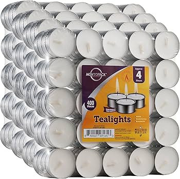 MontoPack Unscented Tea Light Candles 400 Pack | 4 Hours, White, Smokeless, Dripless Small Votive... | Amazon (US)