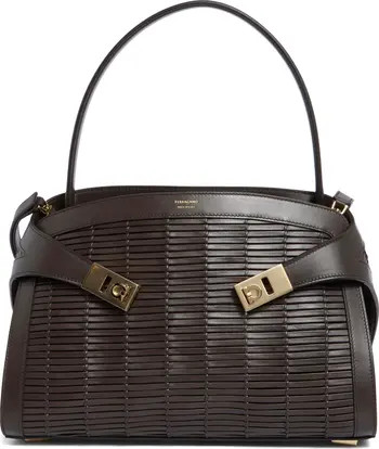 FERRAGAMO Medium Hug Soft Woven Leather Shoulder Bag | Nordstrom | Nordstrom