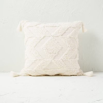 Woven Textured Square Throw Pillow Cream - Opalhouse™ designed with Jungalow™ | Target