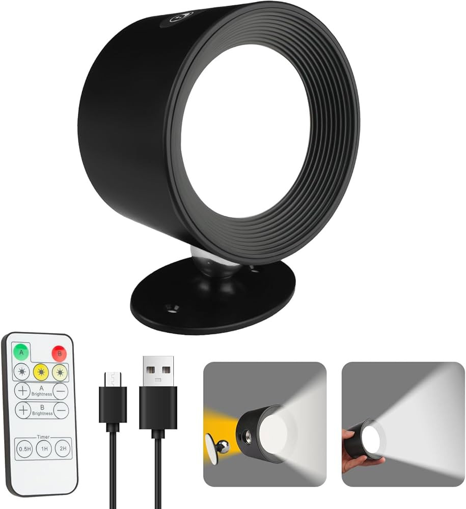 Wall Lights, Battery Operated Wall Sconce, 3 Color Temperatures and Brightness Dimmable, Touch an... | Amazon (US)