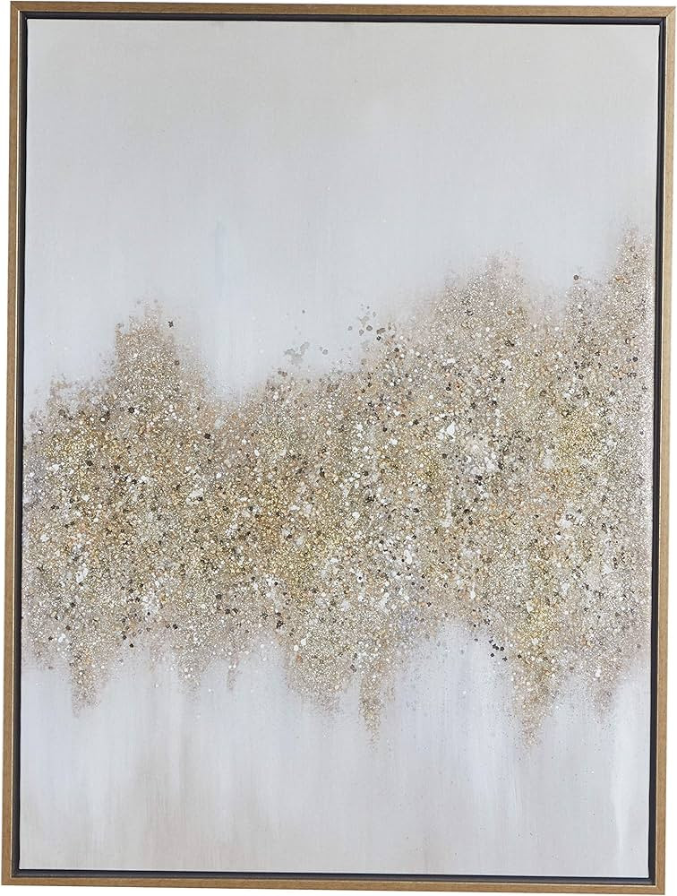 CosmoLiving by Cosmopolitan Canvas Geode Glitter Flakes Framed Wall Art with Gold Frame, 30" x 2"... | Amazon (US)