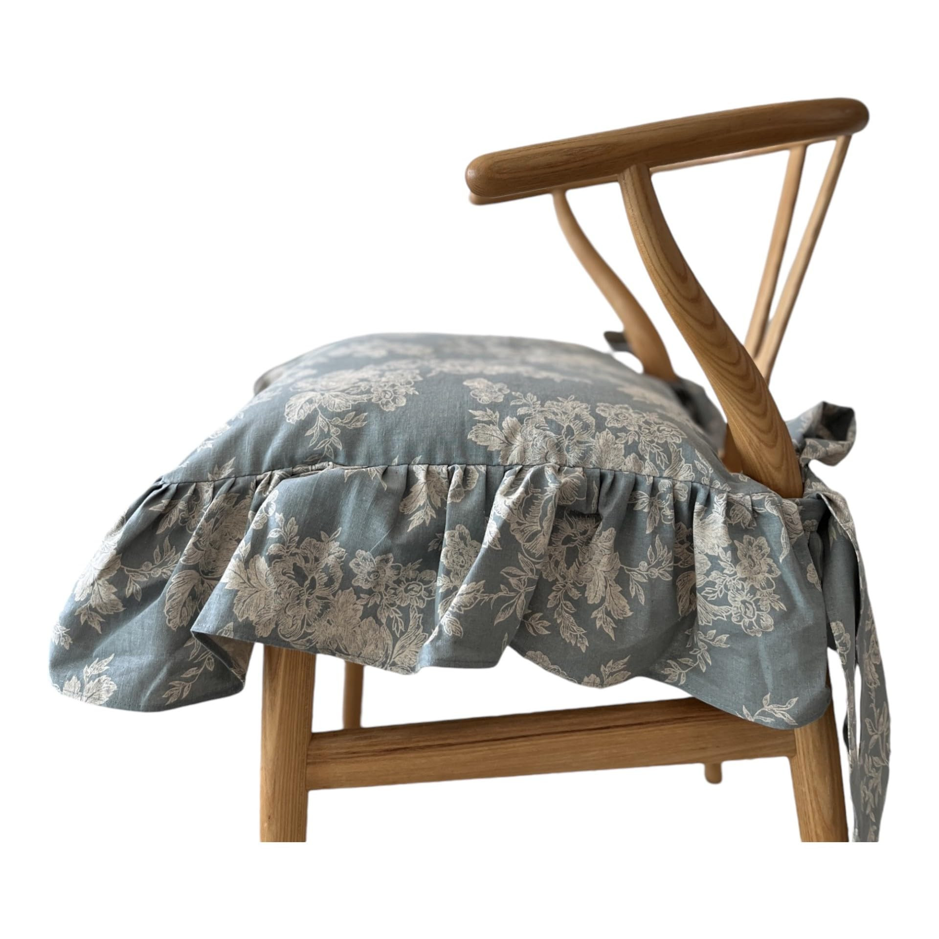 Korean Made Chair Pad Slipcover 17.5'x17.5' Chair Cushion Cover Ties with Ruffle Farmhouse Decor Covers Only, Gift for Mom(Mint Floral) Stocking Stuffer | Amazon (US)