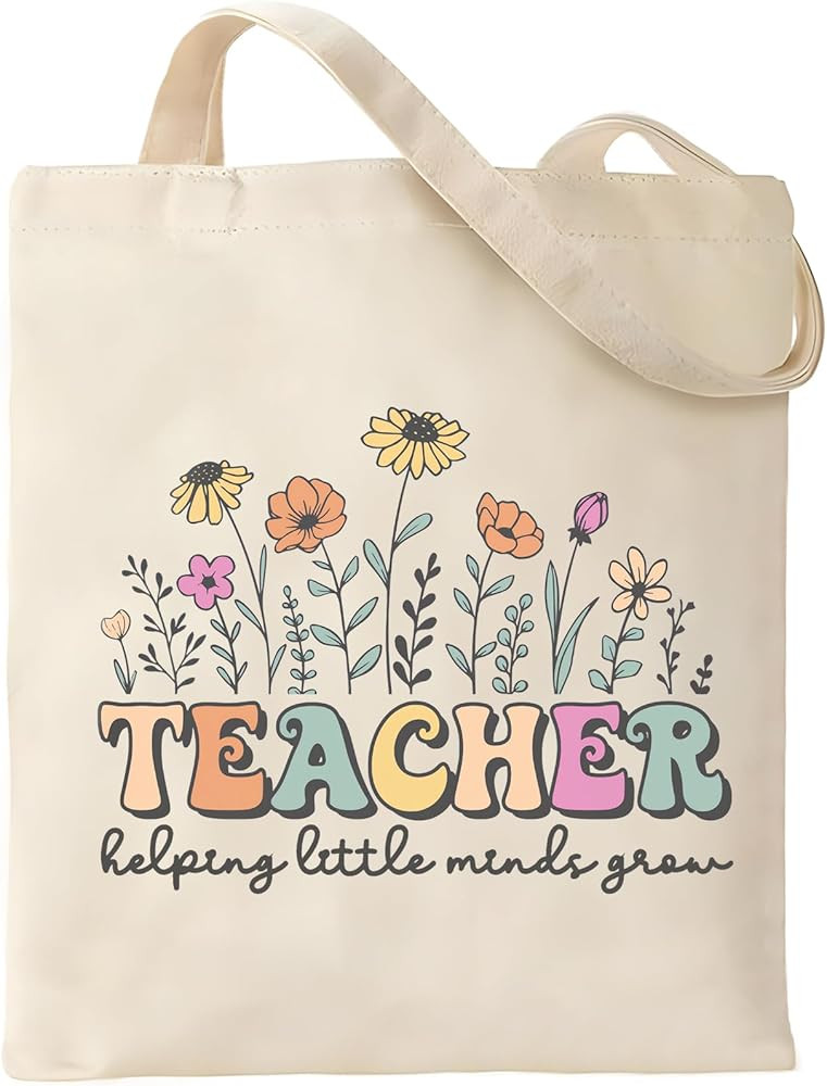 Teacher Appreciation Gifts, Canvas Tote Bag for Women, Reusable Grocery Bag for School, Cute Tote... | Amazon (US)