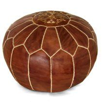 Ikram Design Round Moroccan Leather Pouf | Walmart (US)