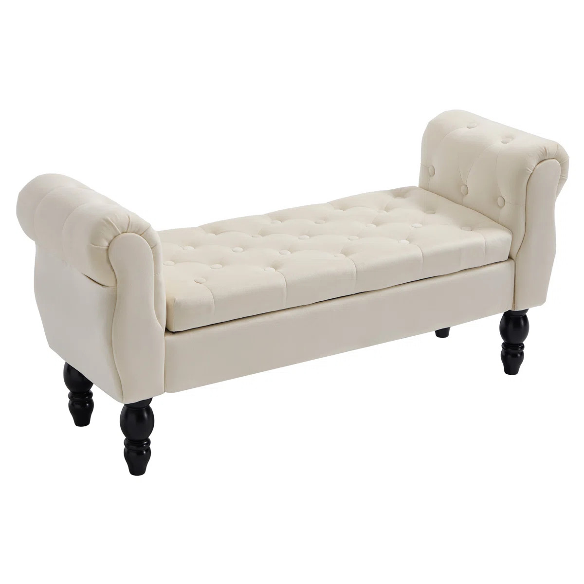48'' W Upholstered Flip Top Tufted Storage Bench With Rolled Arm And Solid Wood Legs | Wayfair North America