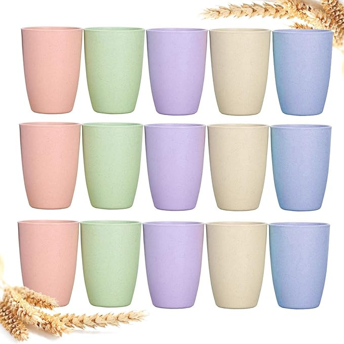 Eco-friendly Unbreakable Reusable Drinking Cup (12 OZ), Wheat Straw Stackable，Biodegradable Hea... | Amazon (US)