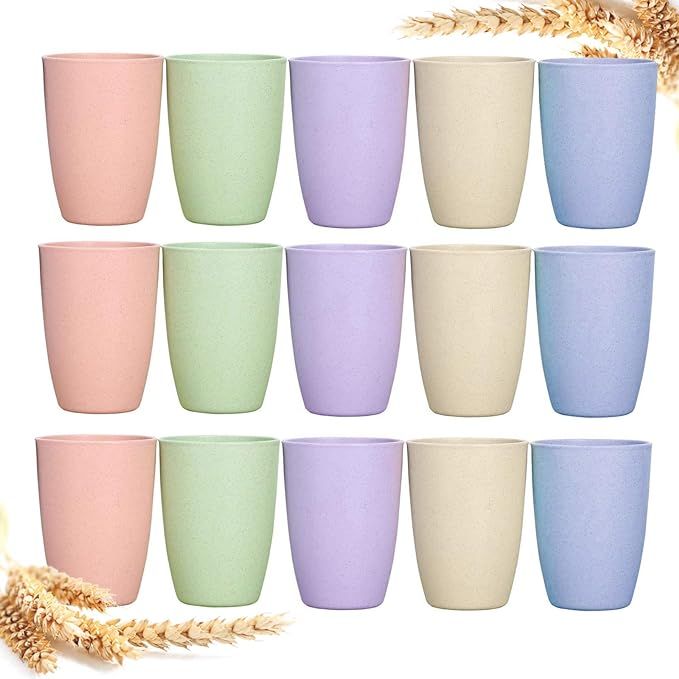 Eco-friendly Unbreakable Reusable Drinking Cup (12 OZ), Wheat Straw Stackable，Biodegradable Hea... | Amazon (US)