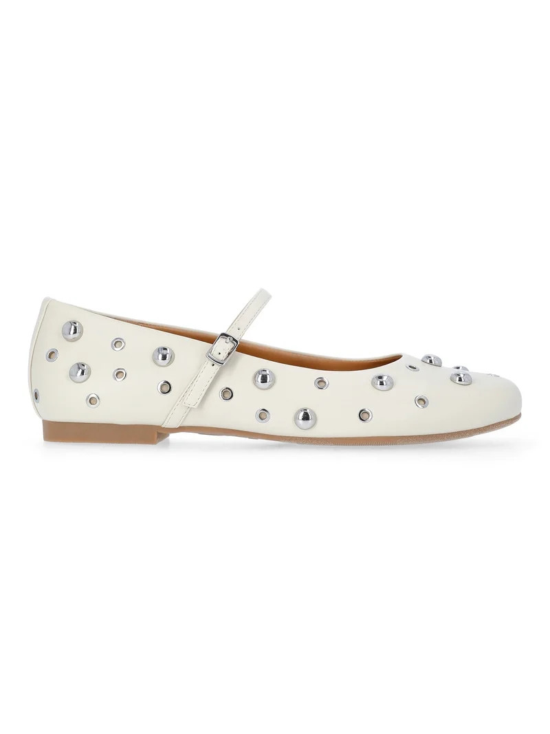 Time and Tru Women's Studded Mary Jane Flats | Walmart (US)