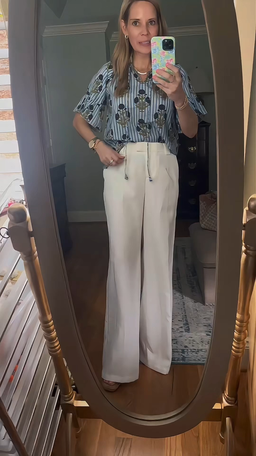 💙 Summer stripes done right! I’m wearing The Bell Top in Blue Stripe from @layerzclothing and it’s giving all the coastal chic vibes 🌊🌼 I styled it with wide leg ivory trousers and my go-to espadrille wedges for a polished, effortless look. This top features a bold floral block print, sweet ruffle sleeves, and the perfect lightweight fabric for sunny days ahead ☀️

📏 Wearing size XS in the top (it runs relaxed!)
👖 These high-waisted white pants are flowy, flattering, and perfect with sandals or wedges
👡 Shoes are espadrille wedges—an absolute summer staple!

🛍️ This look is perfect for brunch, showers, or summer events!
💥 Use code PREPPYREBEL for 10% off Melinda Maria jewelry to complete the look with layered gold glam ✨

#layerzclothing #ohmystars #ohmystarsapparel #summerstyle #coastaloutfit #espadrillelove #ruffletop #classicstyle #preppychic #ltkstyle #ltkfashion #ltkunder100


#LTKFindsUnder100 #LTKFindsUnder50 #LTKWorkwear
