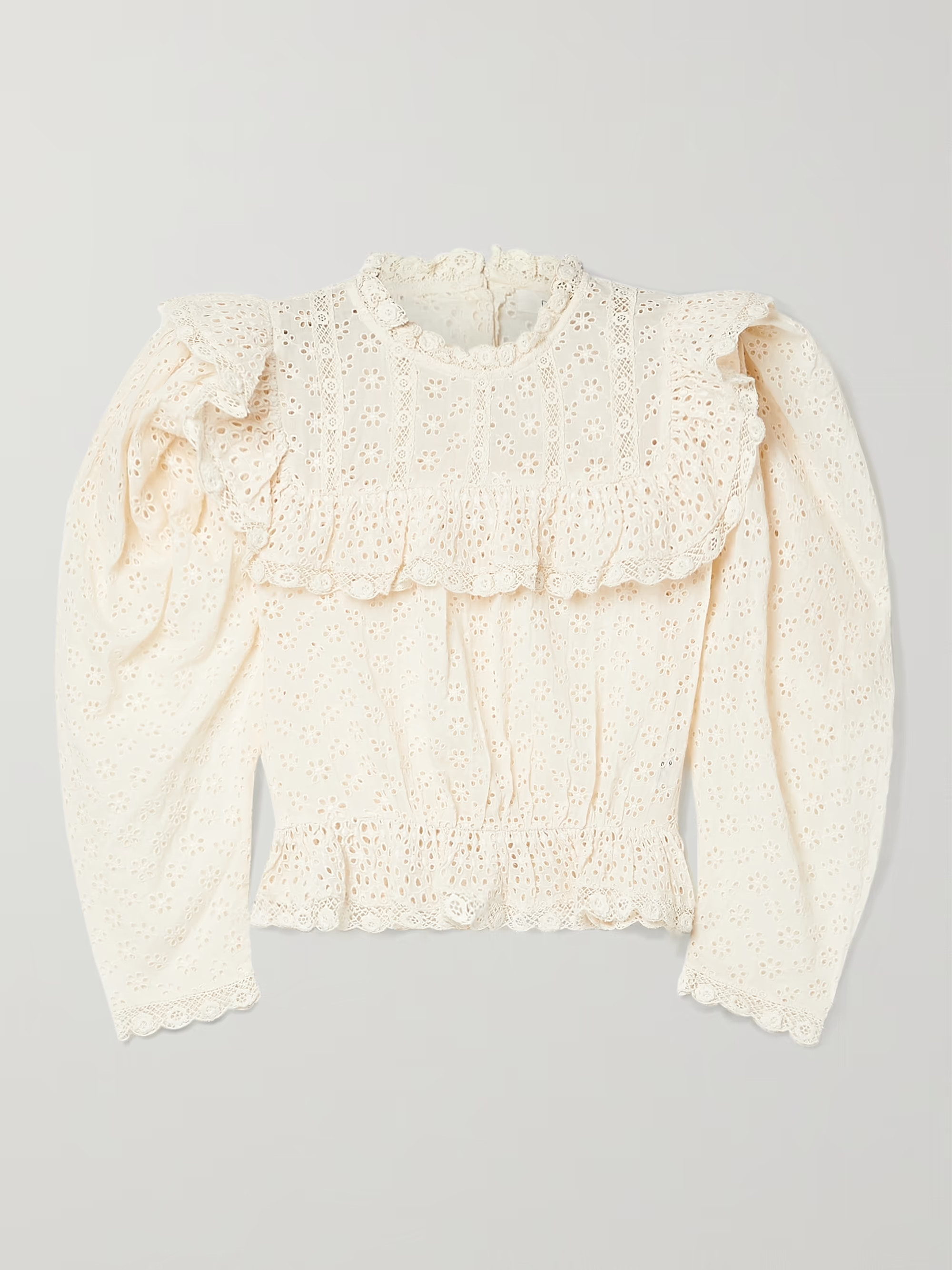 Floryn lace-trimmed ruffled broderie anglaise cotton top | NET-A-PORTER (UK & EU)