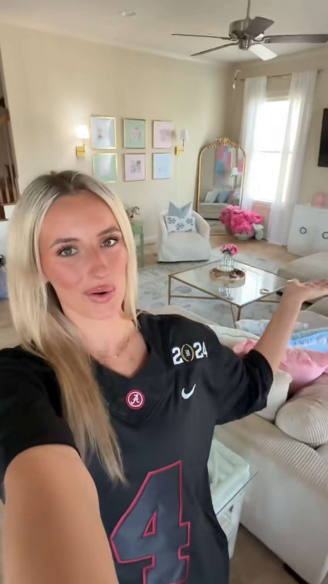 Game day at home 🏈✨ Hosting the ultimate watch party from the couch—comfy, cute, and ready to cheer on Bama! Linking my game day jersey + all the cozy home finds that make hosting easy (snacks not included 😉). #gamedayoutfit #gamedaydecor #watchpartyvibes #LTKhome #LTKfashion 

 