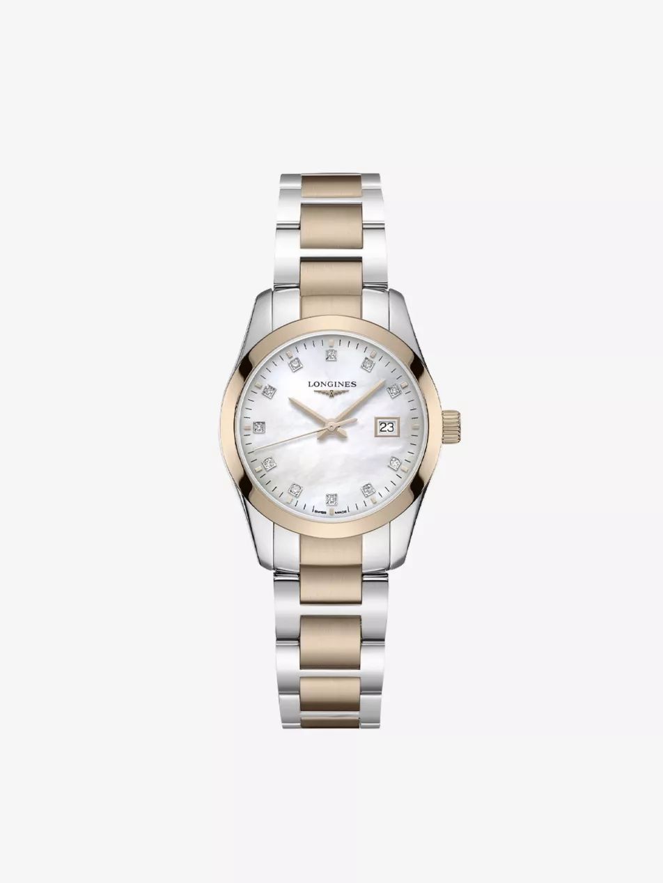 L2.286.3.87.7 Conquest Classic stainless steel and diamond watch | Selfridges