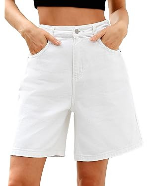 ELLEVEN Bermuda Jorts Baggy Jean Shorts - Casual Loose Fit Wide Leg Knee Length Denim Shorts with... | Amazon (US)