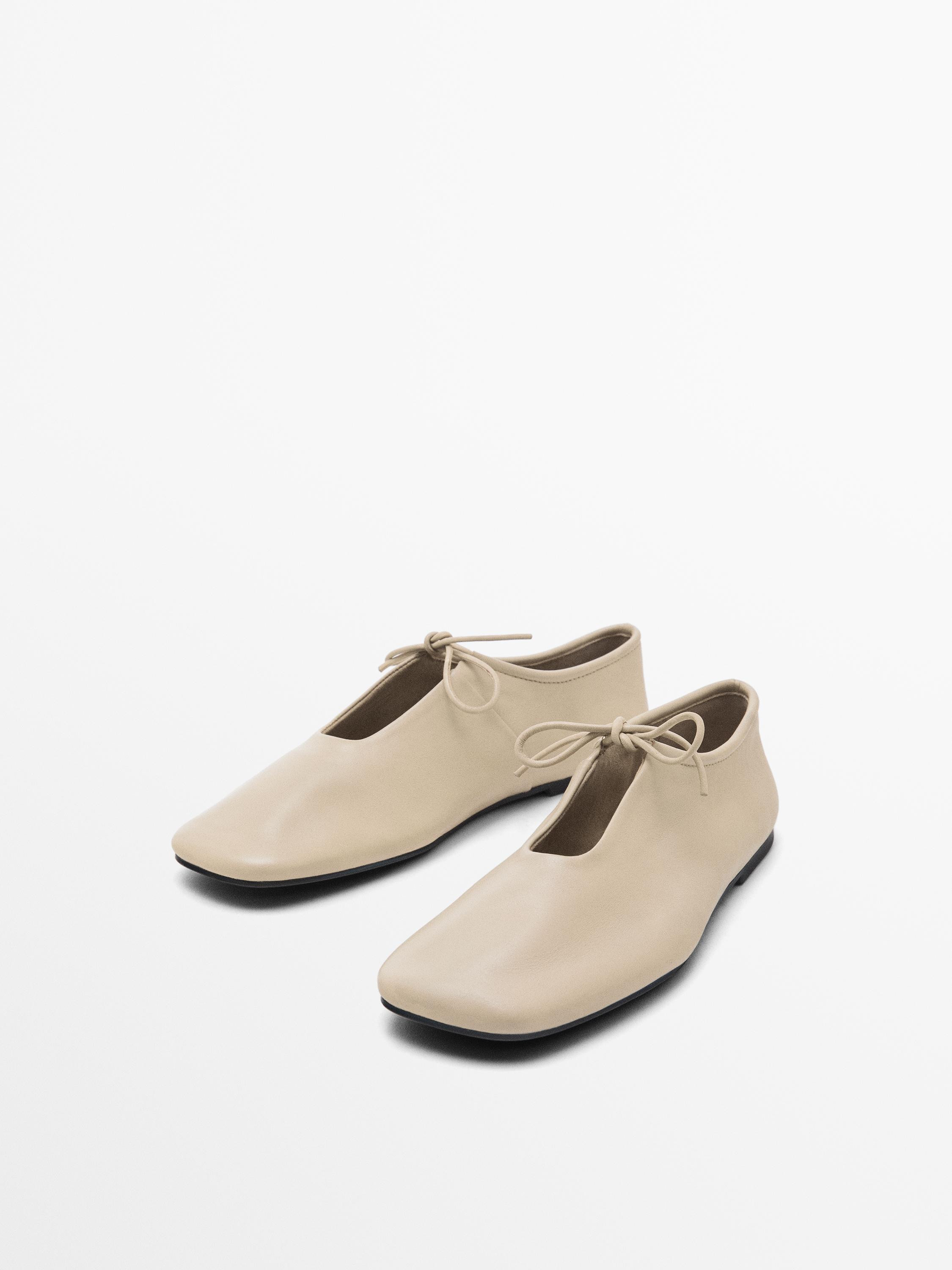 NEW Soft lace-up ballet flats  £99.95 Fits perfectly like a glove. Matching bow. Leather lining.... | Massimo Dutti UK