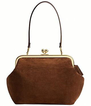 COACH Kisslock 27 Suede Frame Shoulder Bag - Warm Brown | Dillard's