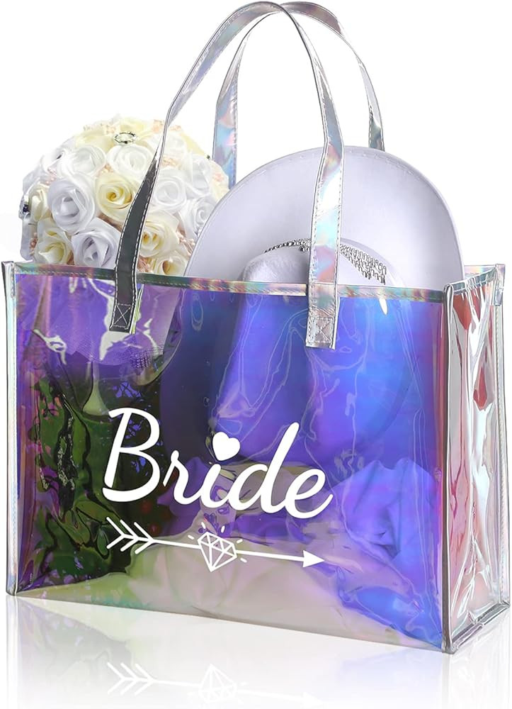 MGupzao Bachelorette Party Bride Tote Bag Wedding Gifts Bridesmaid Neon Holographic Bride Beach B... | Amazon (US)