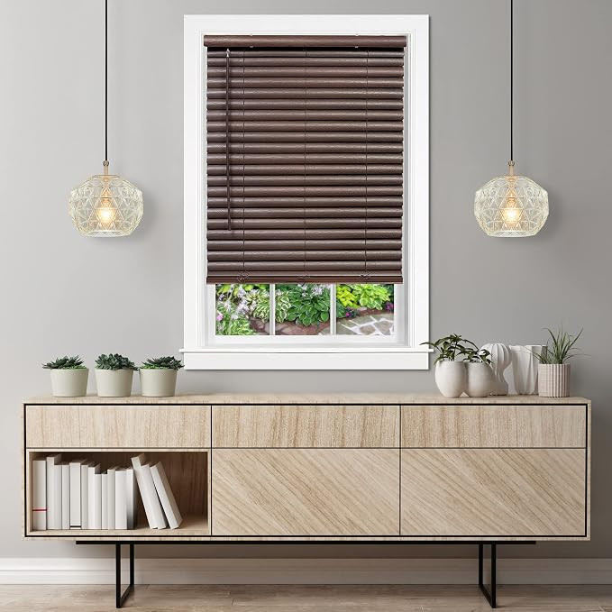 Cordless Room Darkening Venetian Blind - 31 Inch Width, 64 Inch Length, 2" Vinyl Slat Size - Maho... | Amazon (US)