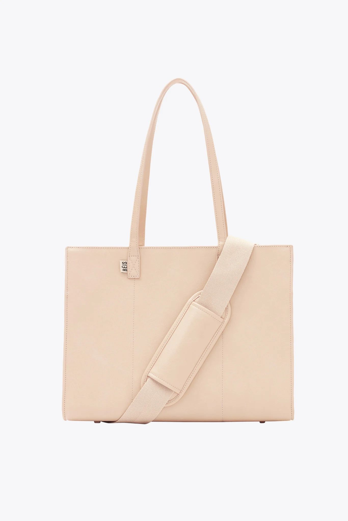 BÉIS 'The Work Tote' in Beige - Beige Small Work Bag For Women & Laptop Tote Bag | BÉIS Travel