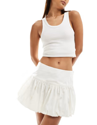 ASOS DESIGN drop waist bubble mini skirt in off white | ASOS | ASOS (Global)