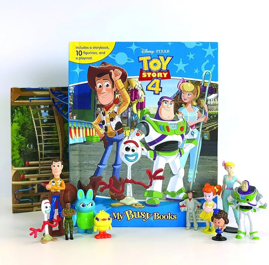 Disney / Pixar Toy Story 4 My Busy Books - Storybook, 10 figurines, playmat | Amazon (US)