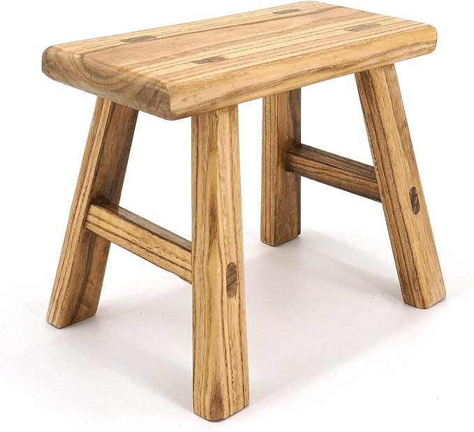 ANQILEE Handmade Solid Wood Stool Milking Stool 10" Height Wooden Step Stool Simple Wooden Viking... | Amazon (US)