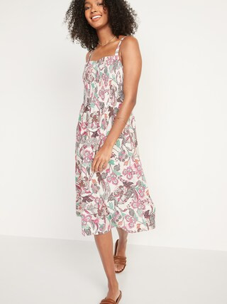 Smocked Fit & Flare Cami Midi Dress for Women | Old Navy (US)