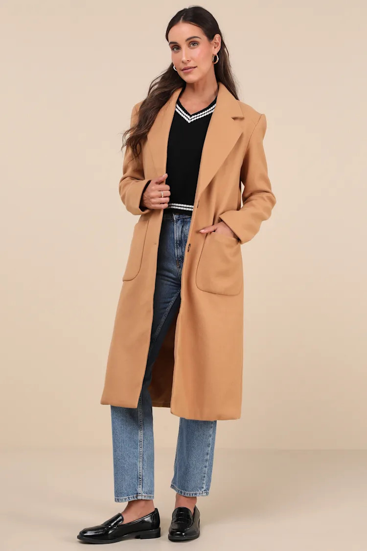 Style Squad Tan Long Coat | Lulus