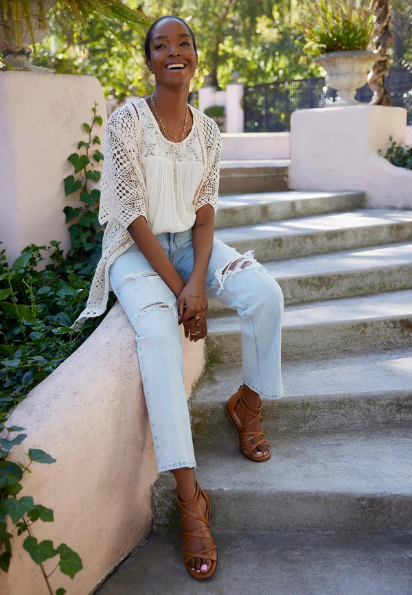 edgely™ High Rise Ripped Wide Leg Jean | Maurices