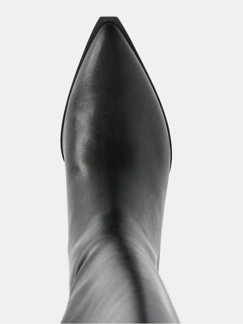 Madden NYC Women's Faux Leather Knee High Boots with Kitten Heel, Wide Calf Available | Walmart (US)