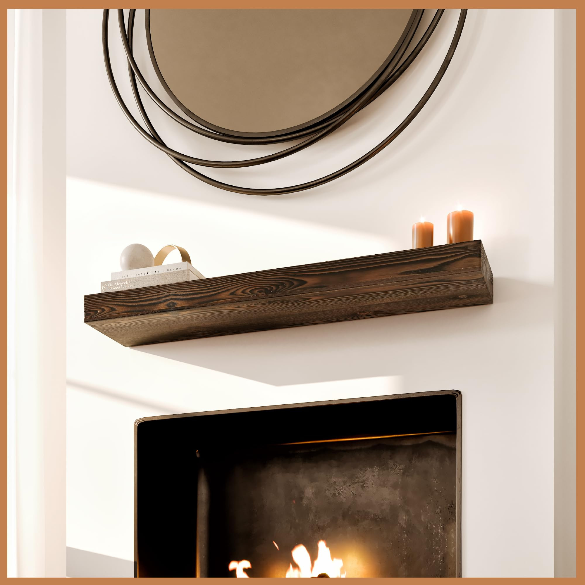 Avana Fireplace Mantel Shelf 48 inches - Natural Mantles for Over Fireplace - Wall Mounted Firepl... | Amazon (US)