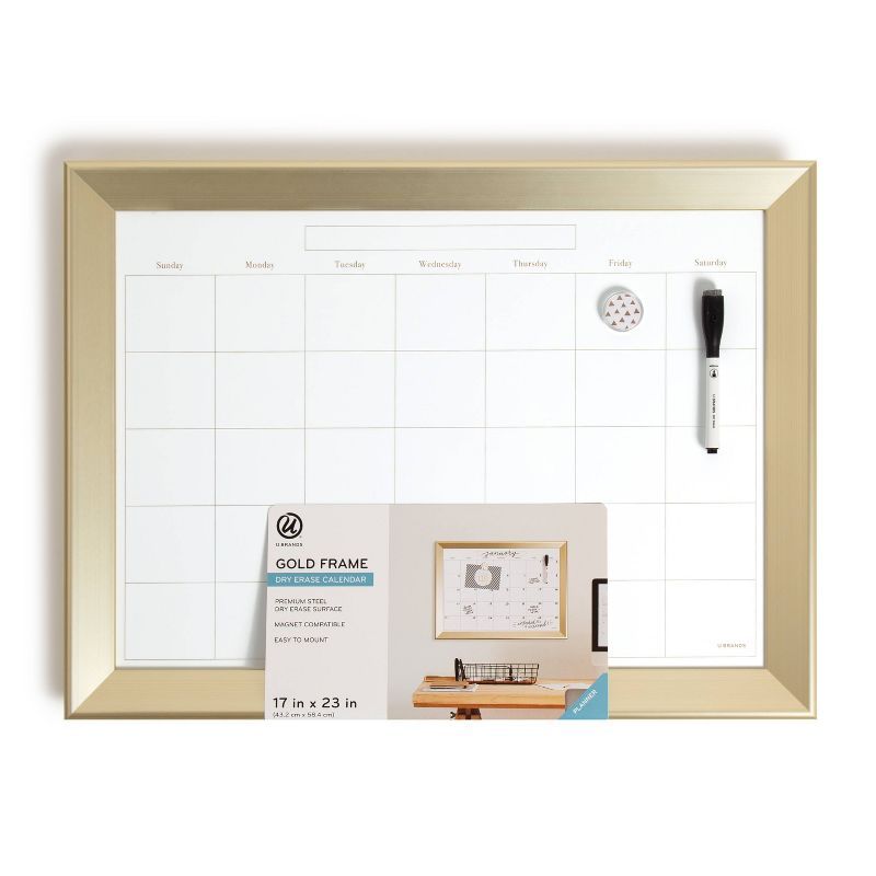 U Brands 17''x 23'' Bold Angle Gold Frame Dry Erase Calendar | Target