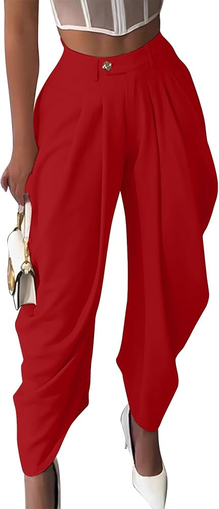 Unybwonn Women's Dress Slacks Pants Casual Pleated Business Work Pants Wide Leg High Waisted Pala... | Amazon (US)