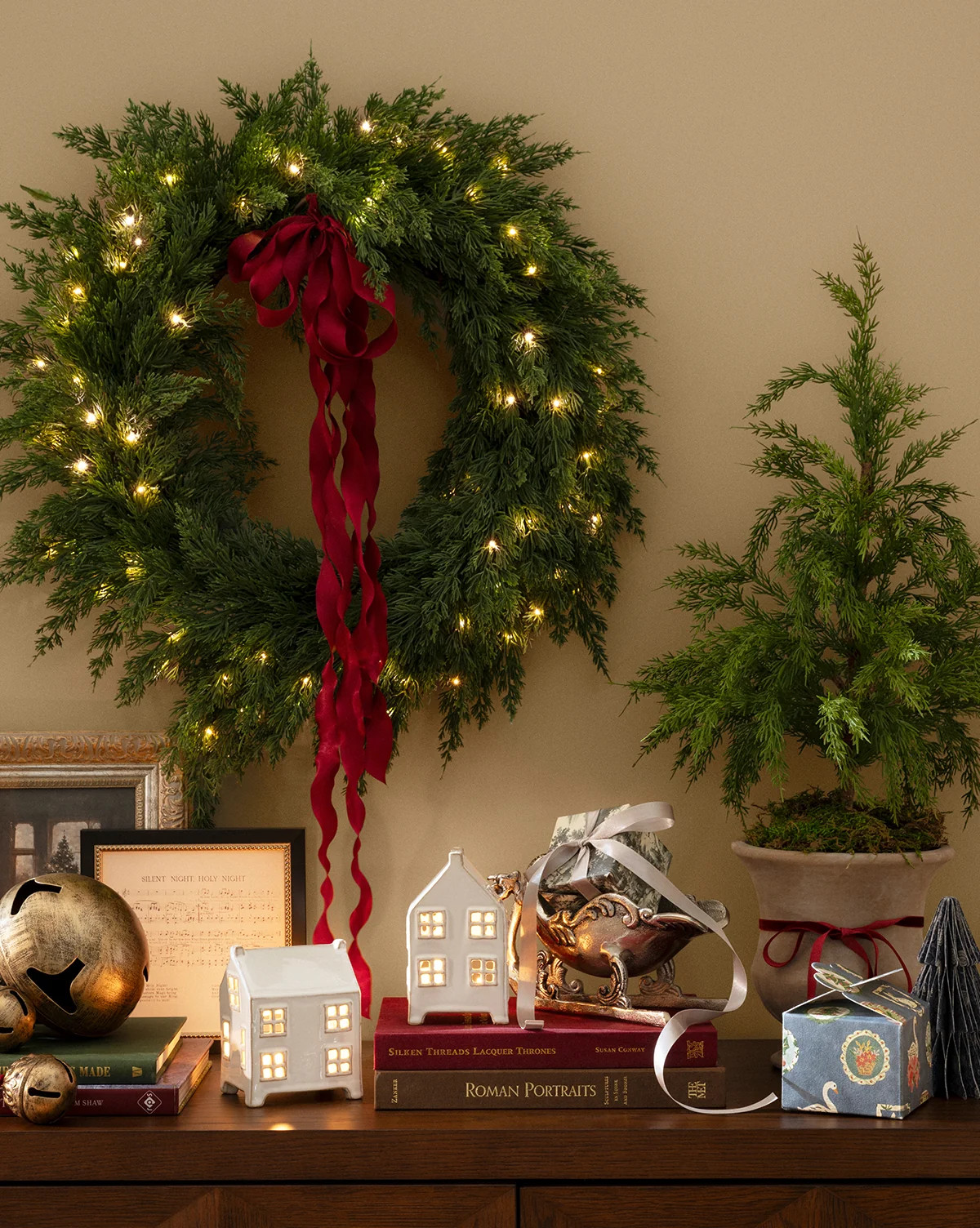 Classic Outdoor Cedar Pre-Lit Faux Wreath | McGee & Co. (US)