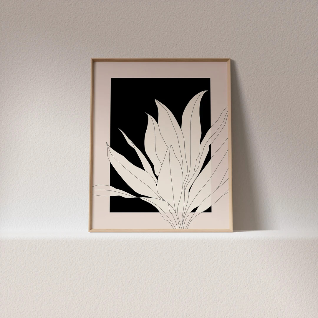 Minimalist Botany Print,botanical Printable Wall Art,blush Pink and Black Flowers Illustration,di... | Etsy (US)