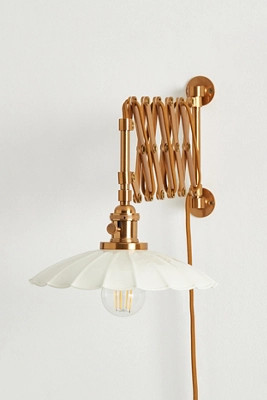 Greta Scalloped Accordian Plug-In Sconce Wall Light | Anthropologie (US)