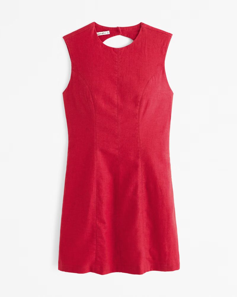 Linen-Blend Shell Mini Dress | Abercrombie & Fitch (US)