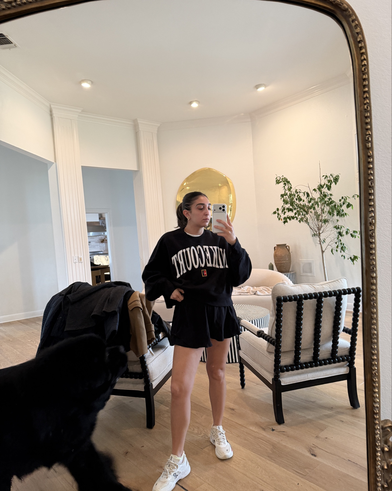 Tennis practice ootd: size up in tee for looser fit, love these shorts because they have a wide waist band, are super flowy and look a bit like a skirt. I think they run a bit small, I’m wearing a medium but I just like to be comfy during practice. Shoes are very narrow and size up half a size. Wearing a small in sweatshirt 

#LTKfitnessgoals #LTKootd #LTKActive